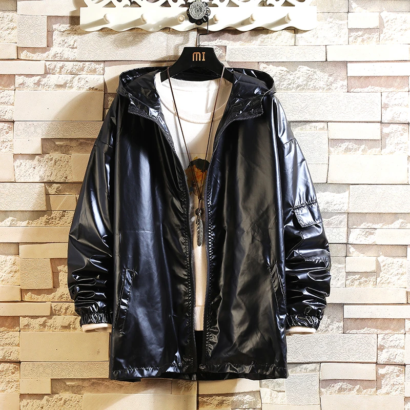 По сравнению с Размеры d Глянцевая куртка для мужчин весна Двусторонняя