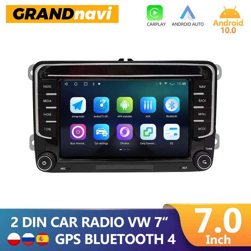 

Автомагнитола GRANDnavi 2 Din Android 10 GPS-навигация для VW Passat B6 touran volkswagen Skoda Octavia polo golf для Carplay