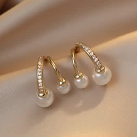 new classic simple arc metal pearl drop earrings for women 2021 korean fashion jewelry unusual earrings accessories for girls