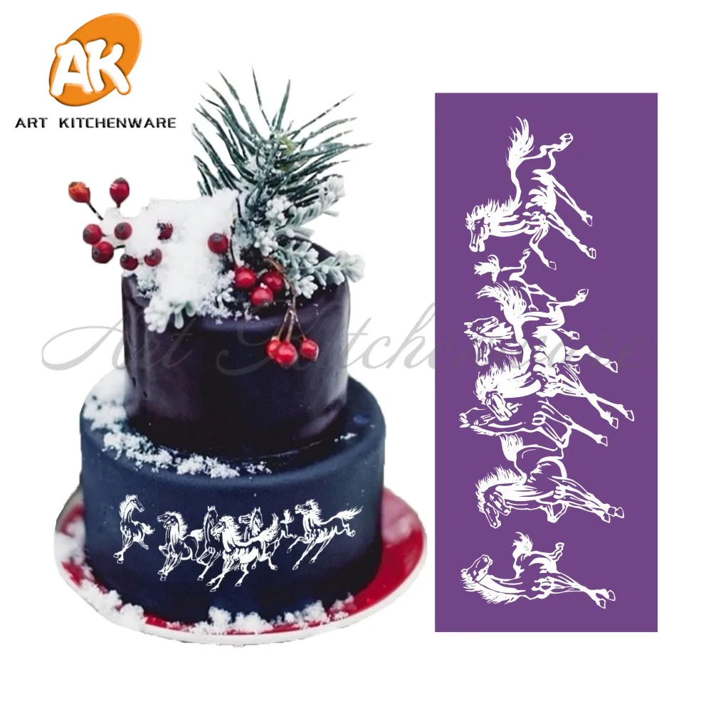 Новинка трафарет для торта в виде Бегущих Лошадей кружевной свадебного