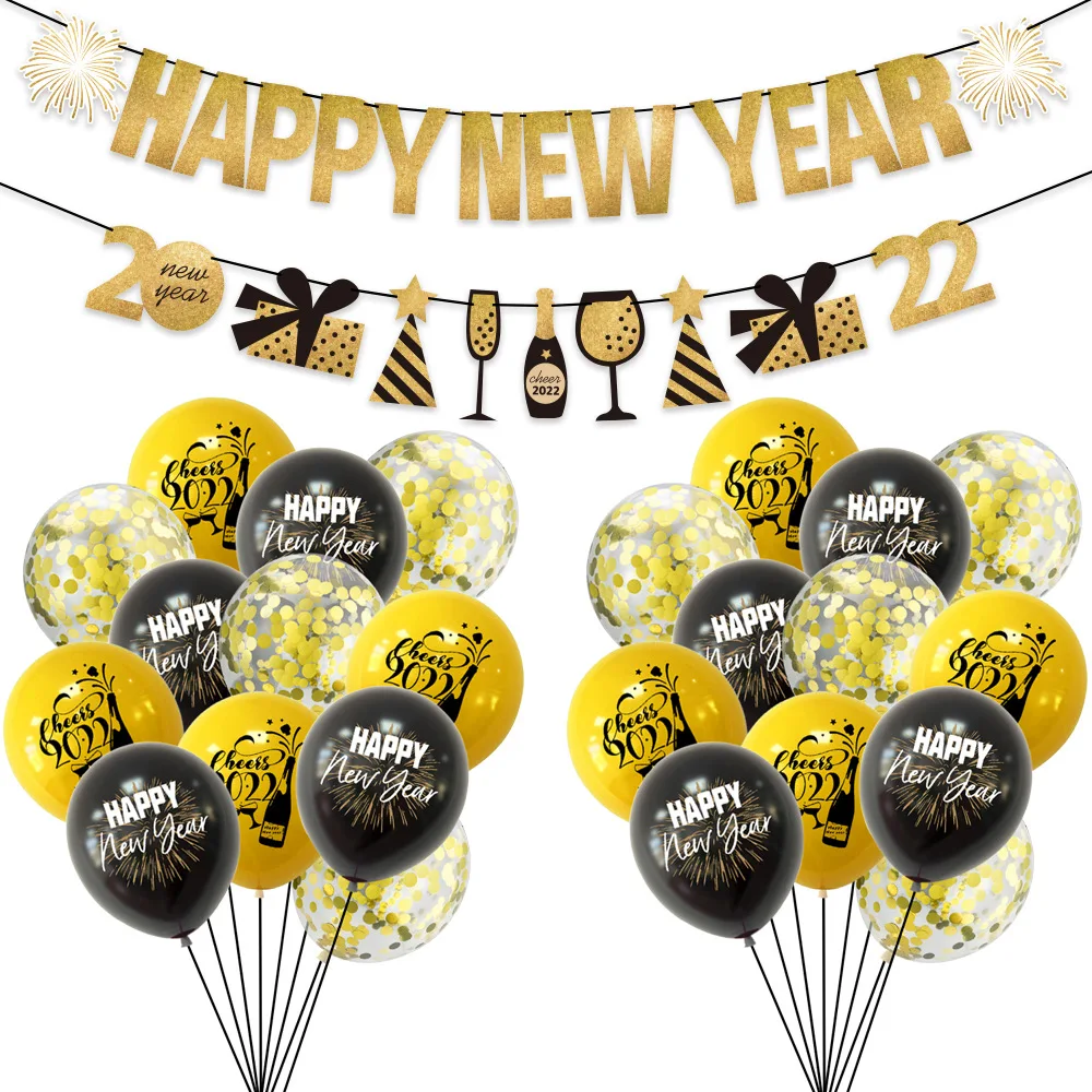 

Latex Printing Sequin Paper Balloon New Year's Party Decor Party Favors for Kids Birthday Gifts 2022 Happy New Year