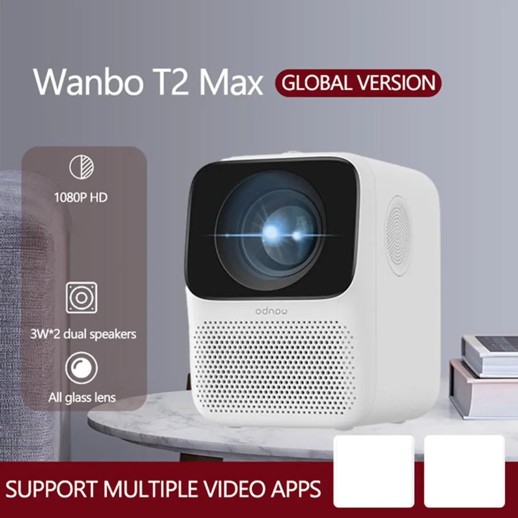 New Global Version T2 MAX Projector 1080P Mini LED Portable Projector 1920x1080P Vertical Keystone Correction For Home Office