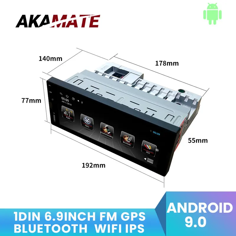 

Автомагнитола 1din, 6,9 дюйма, Android 9,0, автомобильный видеоплеер, FM, Bluetooth, Wi-Fi, GPS-навигация, сенсорный экран для Nissan, Toyota, автомобильная стереосист...