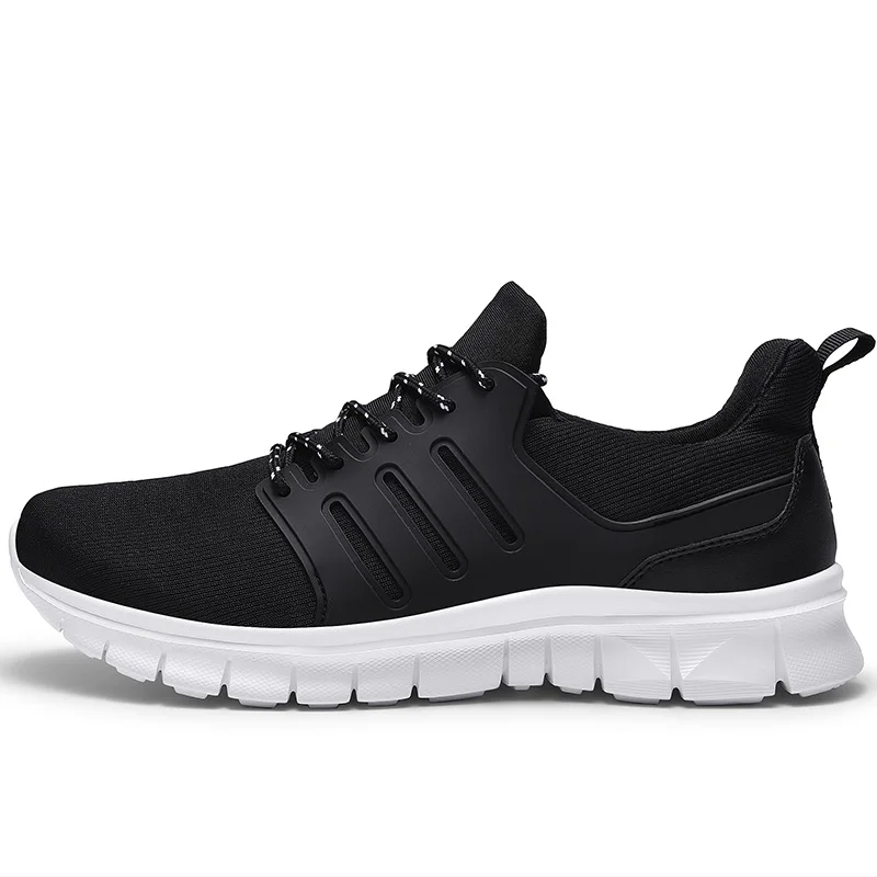 Мужские сетчатые кроссовки на шнуровке черные легкие дышащие Повседневная
