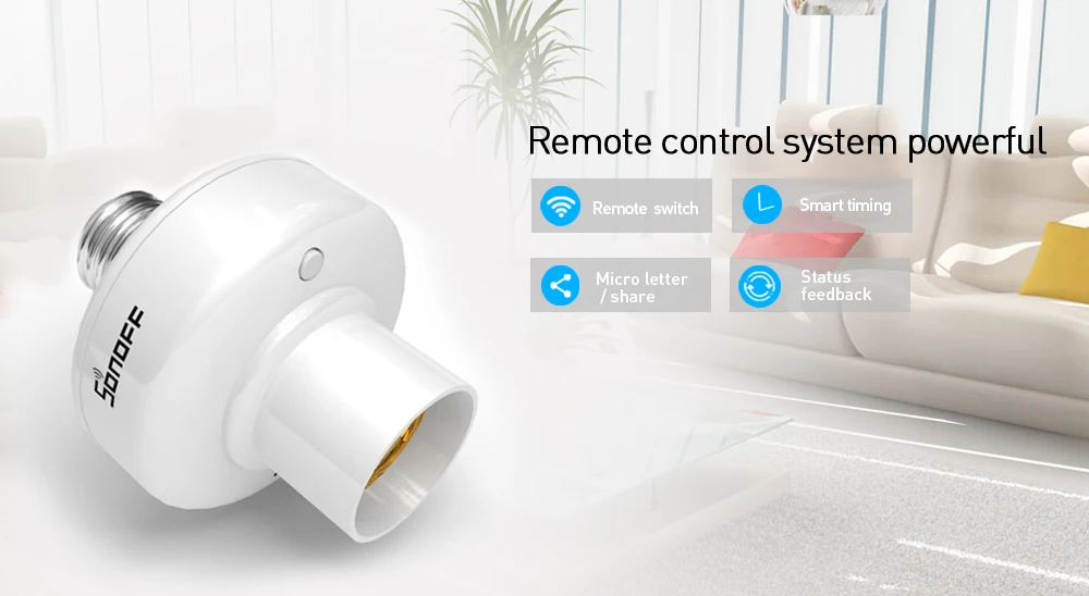 SONOFF Slampher E27 Wi-Fi RF 433 МГц беспроводной пульт дистанционного управления лампа-светильник лампа Держатель смарт-работа с Google Home Alexa гнездо