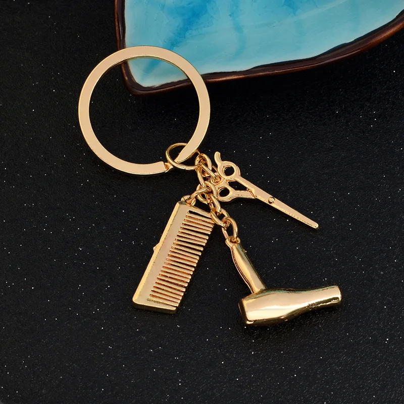 Thliveou Scissors Keychain Cute 30mm key Ring for Women Comb Hairdryer Key Chain Holder Chaveiro llaveros Drop Shipping | Украшения и