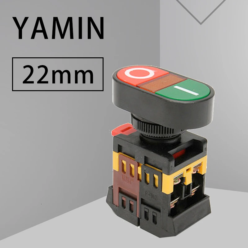 

P188 22mm/25mm 220V AC ON/OFF START STOP 1 NO NC 2 buttons APBB-22N Momentary double head Push Button Switch With LIGHT
