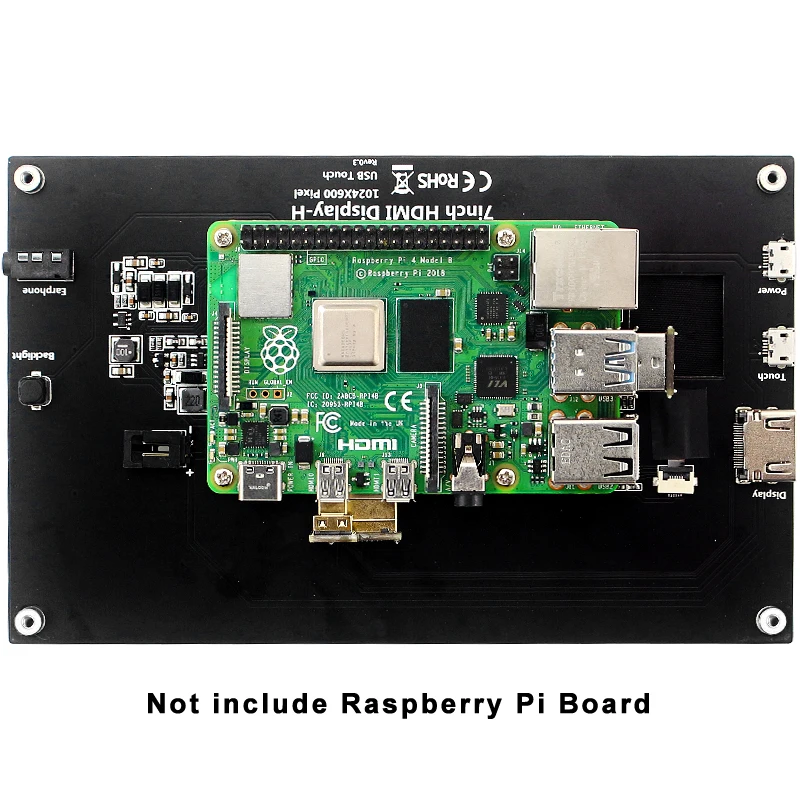 Raspberry Pi 4 Model B 7 Inch IPS LCD 1024x600 Touch Screen Adjustable Backlight Display + Bracket for 4B/3B+/3B/PC |