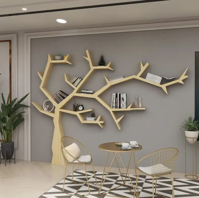 

Простой современный книжный стеллаж из массива дерева для офиса, гостиной, дивана на спине, креативный настенный напольный декоративный ст...