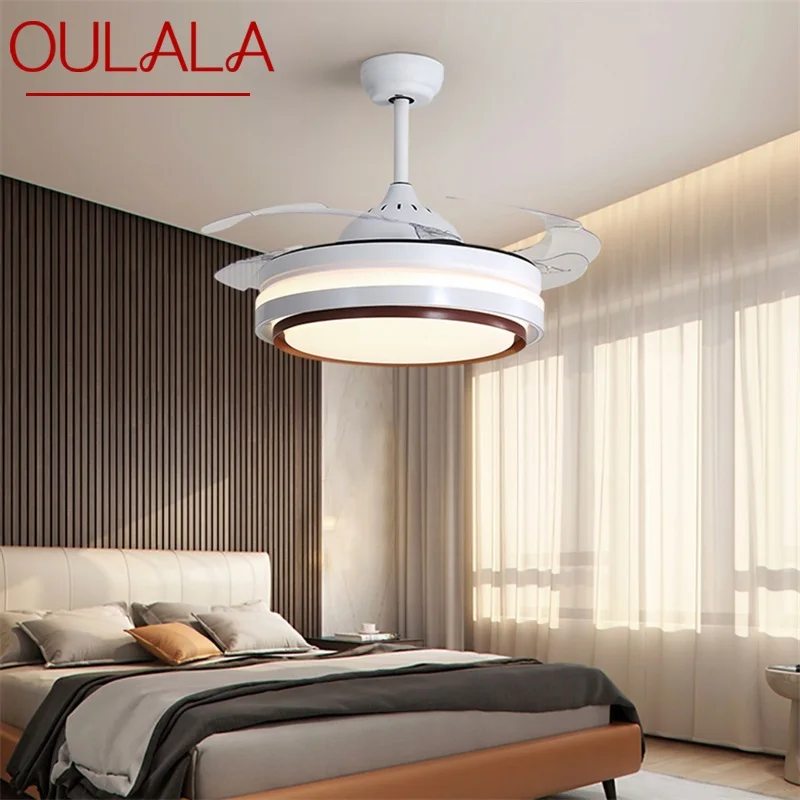 

OULALA Modern Ceiling Fan Lights Invisible Fan Blade With Remote Control 3 Colors LED For Home Dining Room Bedroom Restaurant