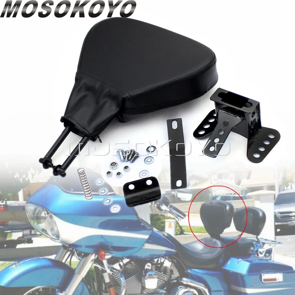 

For Harley Touring 2009-2021 Adjustable Stitched Backrest Driver Rider Back Pad for Road King Street Electra Glide Ultra Limited
