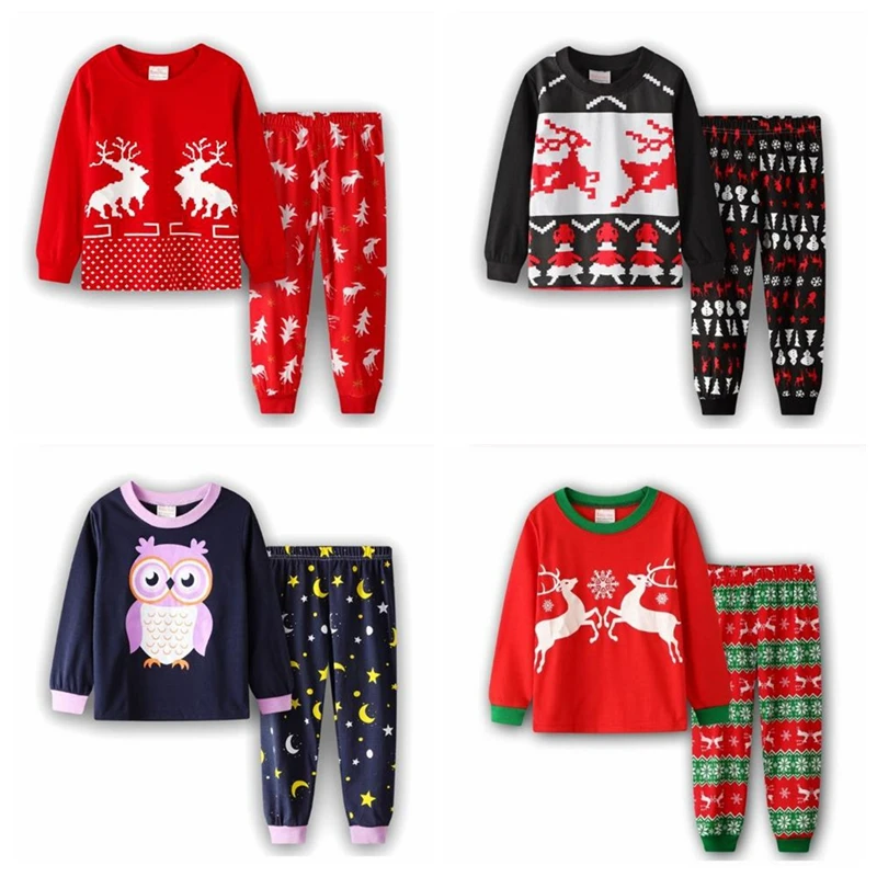 

Комплект одежды для маленьких девочек, Мультяшные Повседневные детские пижамы, одежда для сна на Рождество, одежда для малышей, домашняя од...