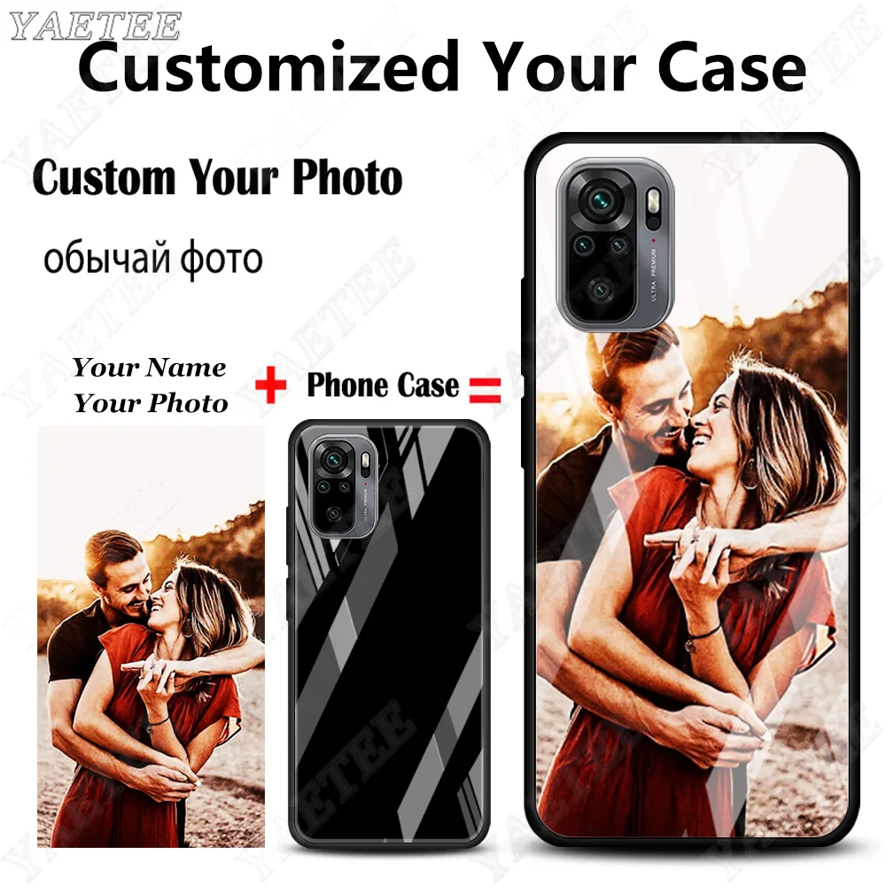 Custom Your Own Tempered Glass Phone Case for Xiaomi Redmi Note 10 Pro 8T 9S 7 8 9 Pro 7A 8A 9A 9C Picture Name Photo DIY Cover