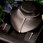 HIBRIDE нигерийский Свадебный комплект из 2 предметов с цирконием, женские вечерние ювелирные изделия, роскошное ожерелье в Дубае с фианитом, ожерелье с каплями воды Bijoux Mariage N--620