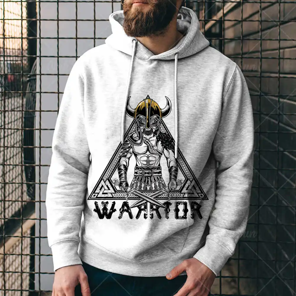 

Vikings Print Men Hoodies Autumn Vintage Style Sweatshirt Nordic Pirate Pattern Street Hooded Long Sleeve Unisex Clothes