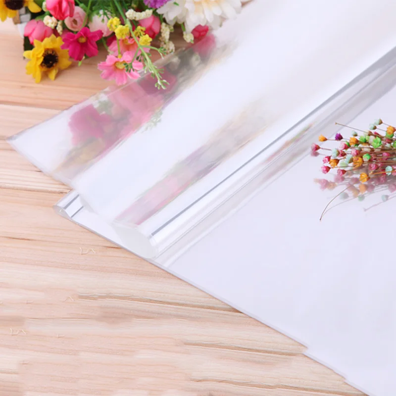 

50 Pcs Clear Cellophane Glass Paper Thick Transparent Waterproof Flower Christmas Gift Packaging Materials Bopp Film Plastic