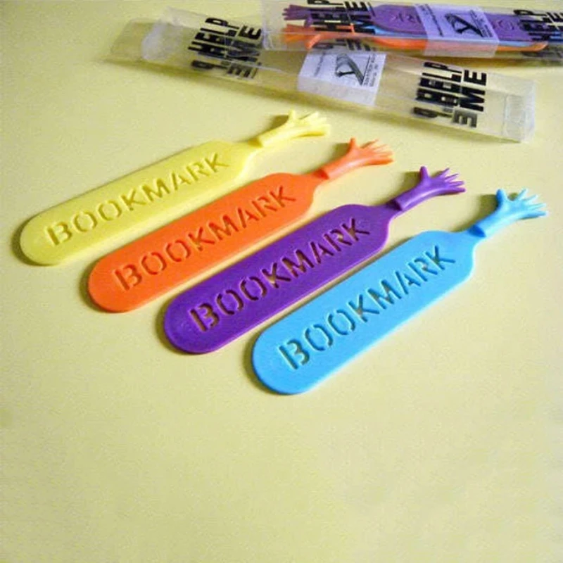 

4Pcs/box Creative Finger Help Me Novelty Bookmark Funny Books Mark for Pages Kids Gifts School Stationery Supplies