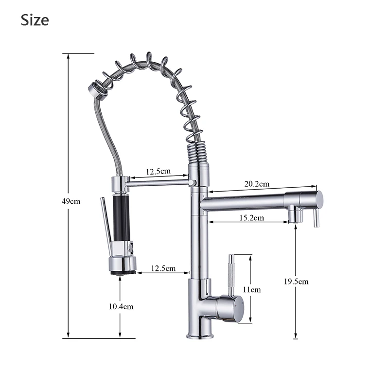 

Rozin Black and Rose Golden Spring Pull Down Kitchen Sink Faucet Hot & Cold Water Mixer Crane Tap with Dual Spout Deck Mounted