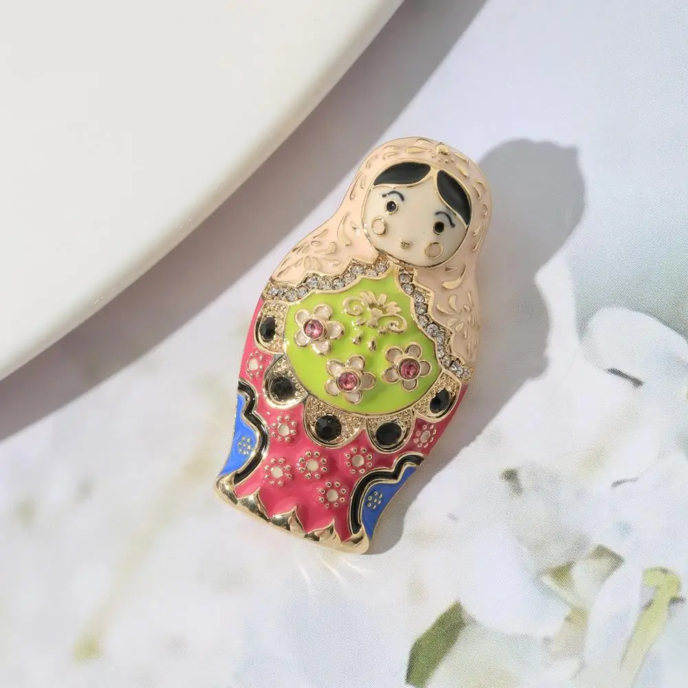 Neoglory яркие и Милые Броши в виде русской матрешки куклы для женщин милые
