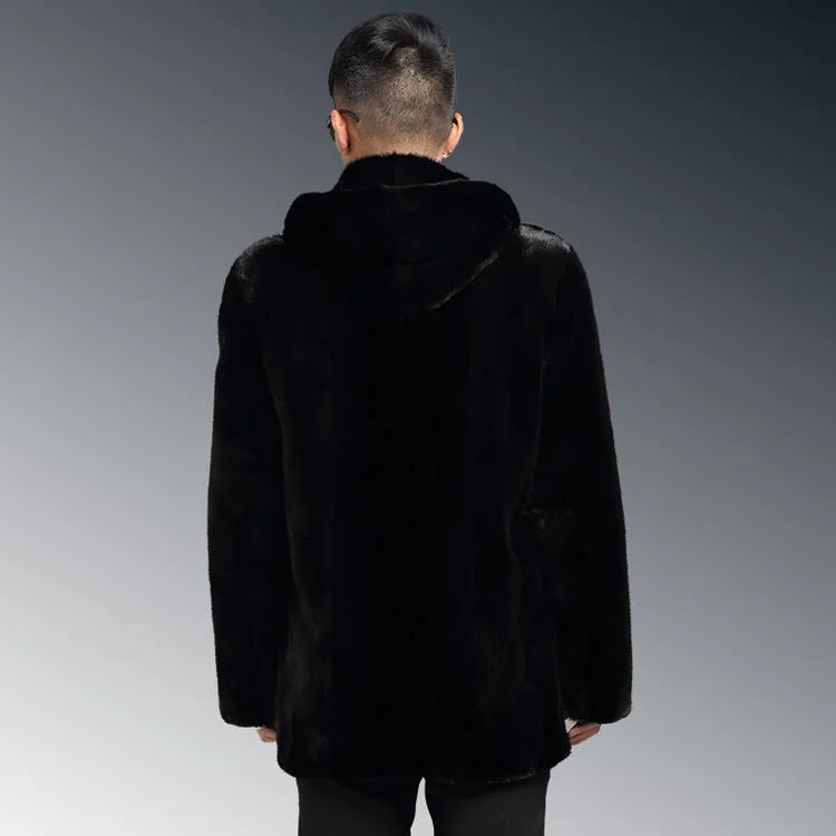 Черное мужское меховое пальто 2020 плюс размер зимнее из искусственного меха норки
