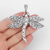 2pcs large animal pendants 6472mm vintage silver color dragonfly alloy metal charms pendant for jewelry making diy crafts
