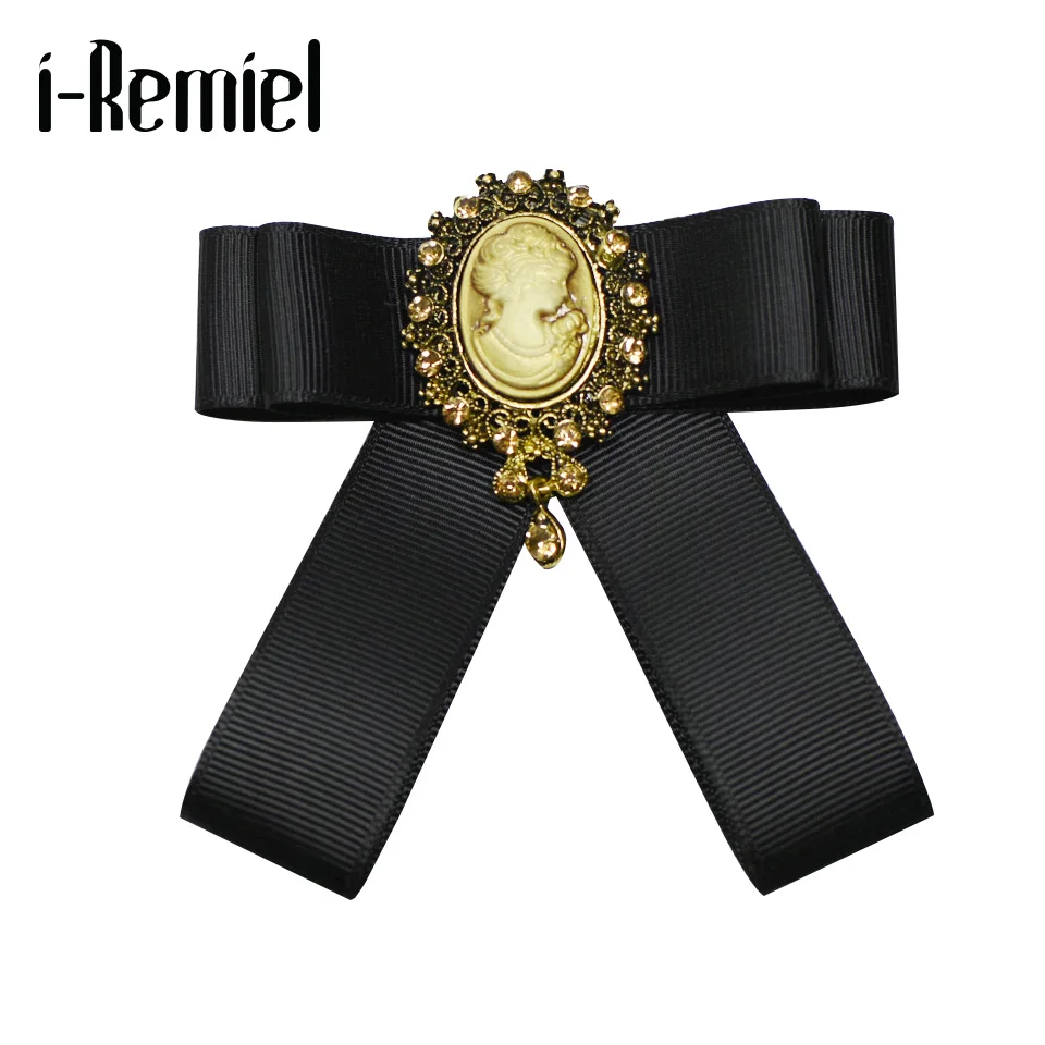 I-Remiel брошь с бантом ленты стразы ткань Винтажные заколки кристаллы и броши