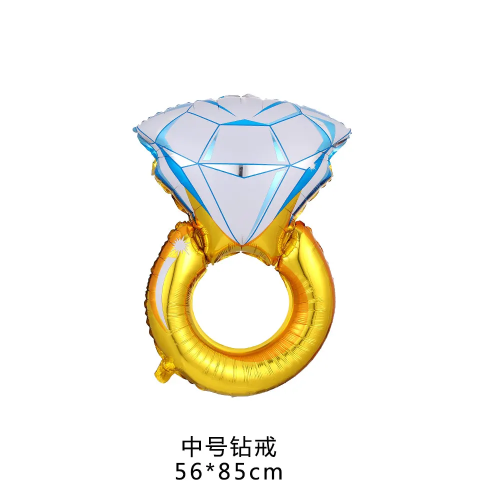 2 шт Золотое кольцо с бриллиантами фольгированный шар голубой для невесты