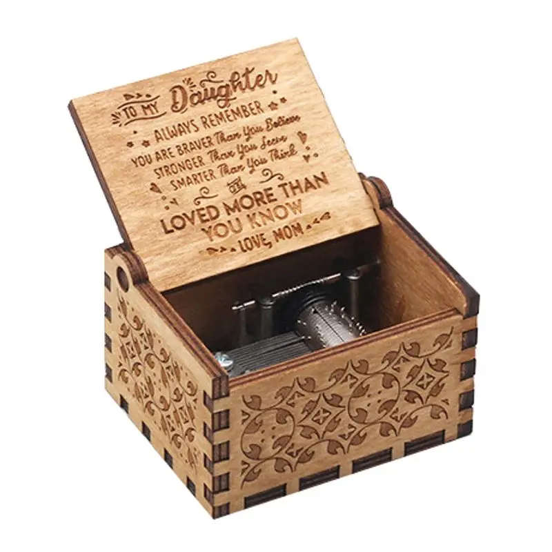 

Music Box Hand Crank Engraved Musical Box Personalizable Gift for Daughter son