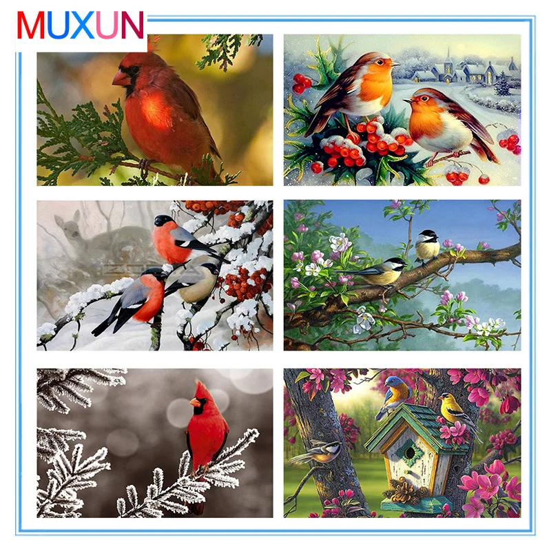 

Muxun Diy Diamond Embroidery Bird Branches Snow Tree Landscape Diamond Painting Full Drill Cross Stitch Mosaic Decoration Ep237