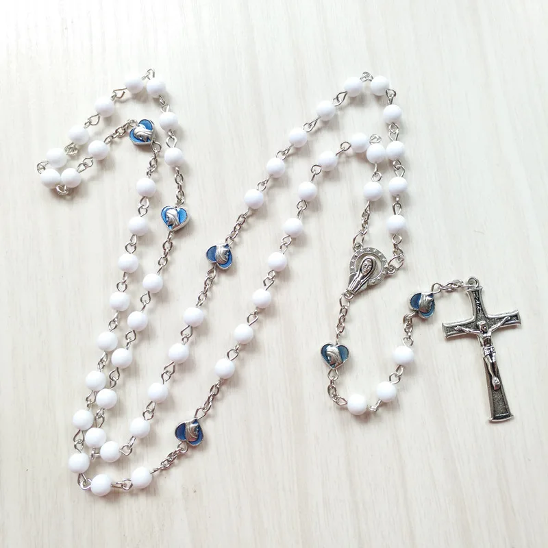 Ожерелье с подвеской-крестом QIGO длинное белое акриловое ожерелье розам