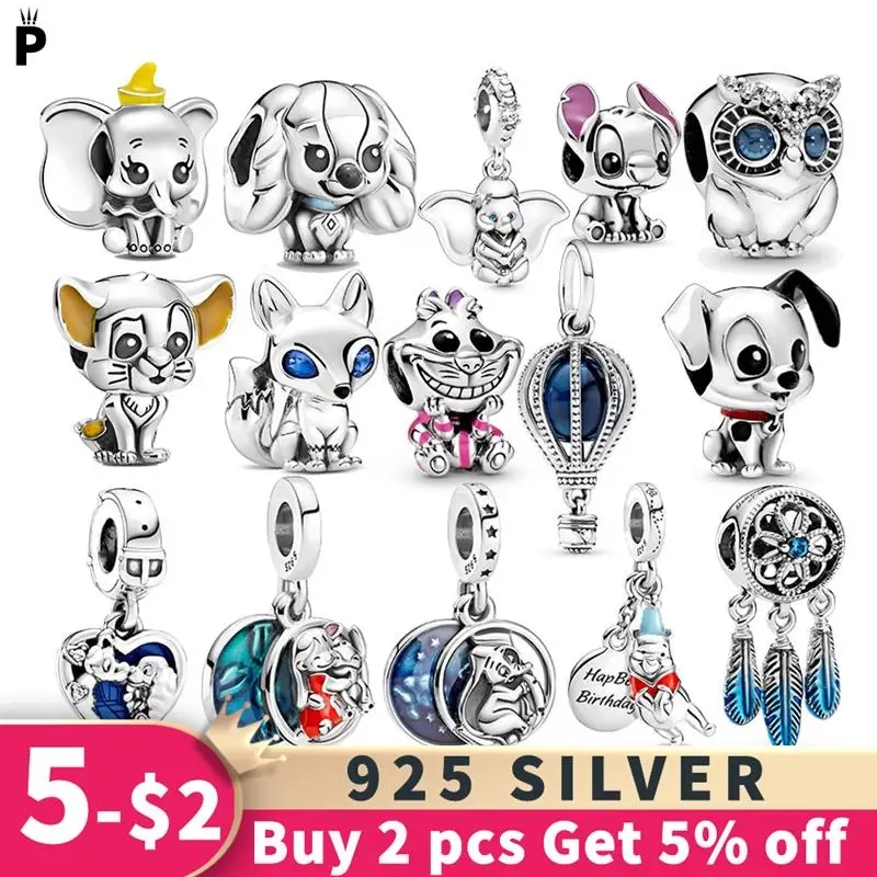 

Fashion 925 Sterling Silver Dog Elephant Blue Series Charms beads Fit Original beads Bracelet Jewelry women pendant DIY Gift