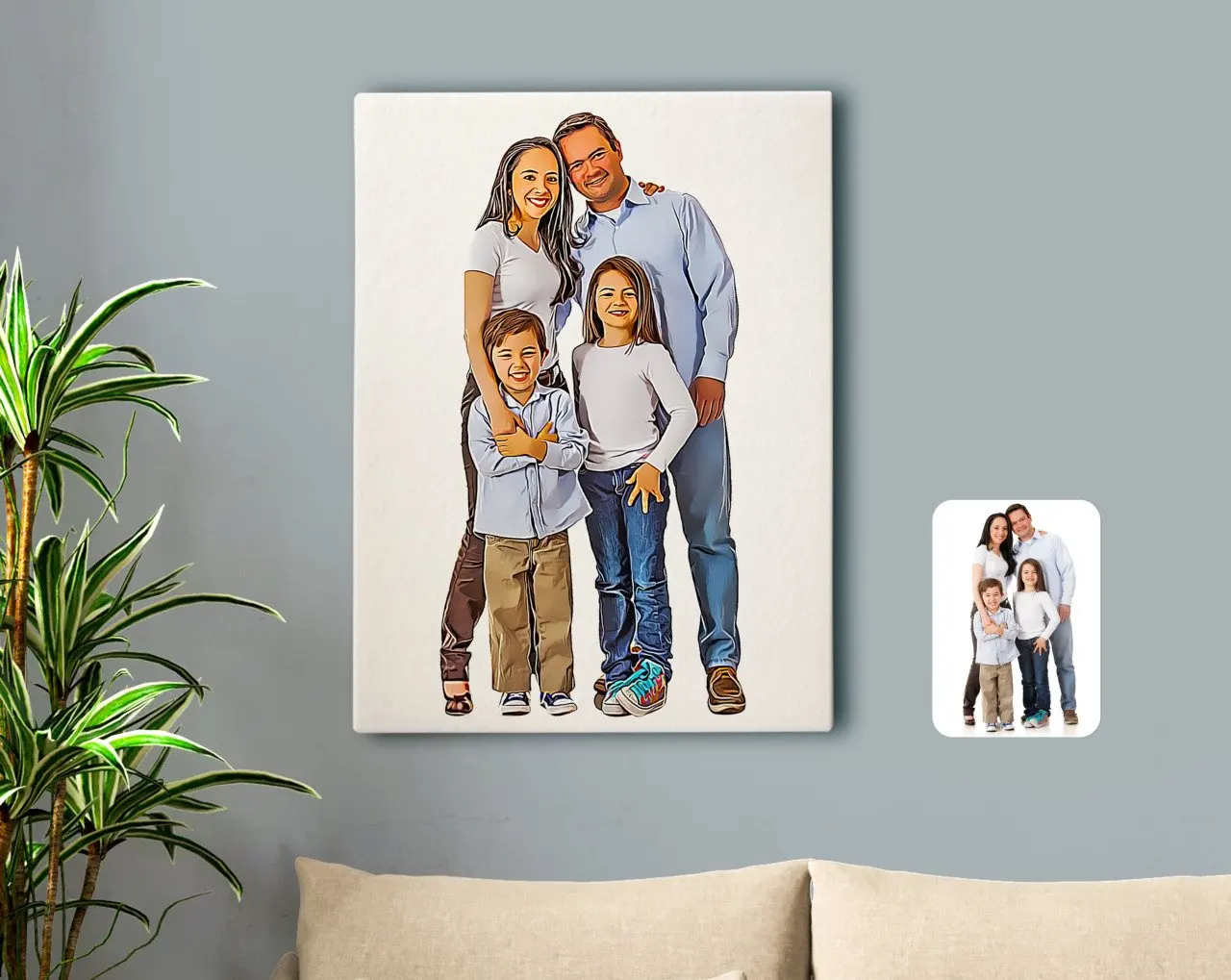

Персонализированный полный размер Семейный карикатура холст стол 50x70 см-1