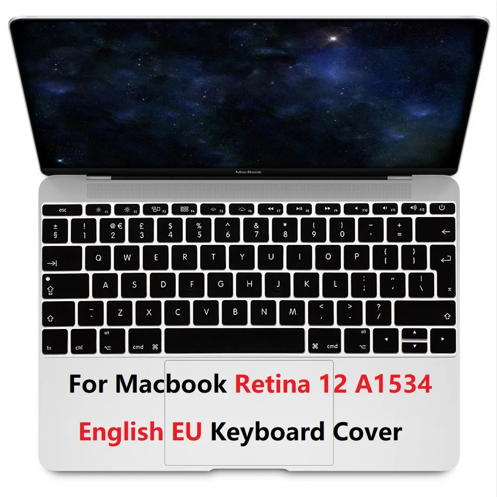 EU For Macbook Retina 12 A1534 Keyboard Film Protector Soft Silicon Keyboard Skin English EU Keyboard Cover