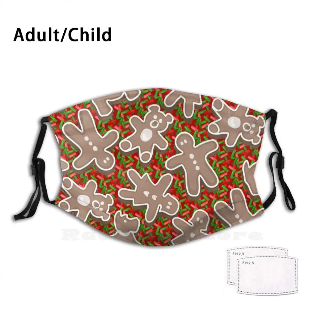 

Christmas Gingerbread Cookies Funny Print Reusable Pm2.816 Filter Face Mask Baking Great Britain London England Dessert Sweets