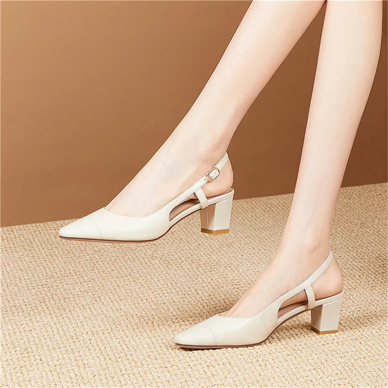 

FEDONAS Elegant Square Toe Sandals For Women Genuine Leather High Heels Pumps Summer Metal Buckle Wedding Casual Shoes Woman