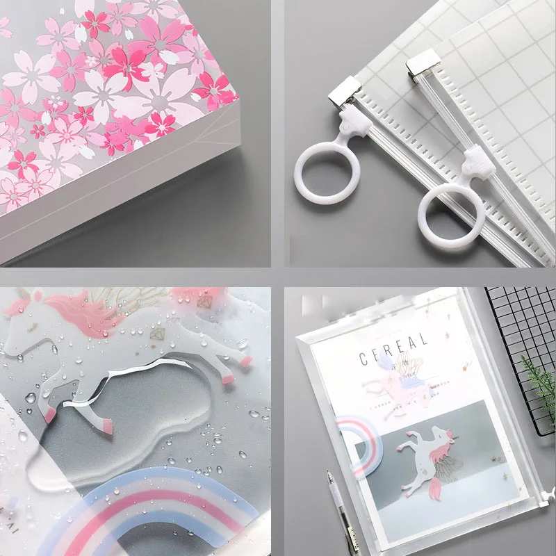 

12 pcs/lot Kawaii Daisy A4 File Holder Cute PP Document bag Pencil Case Stationery gift office school supplies