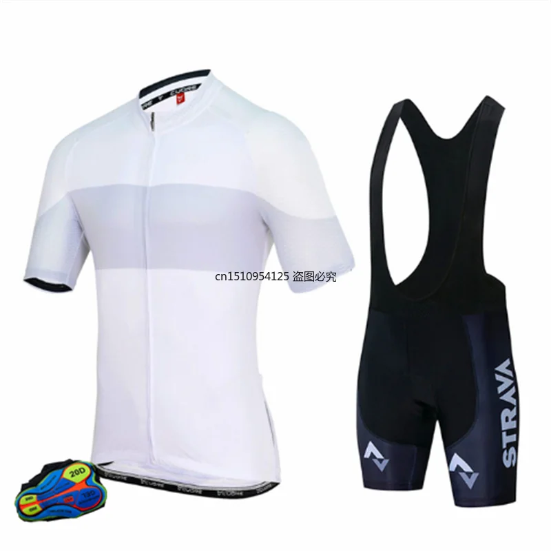 

2021 Men Custom STRAVA Cycling Jersey and Bib Shorts Sets Wholesale Breathable Cycling Uniforms Quick-Drying Cycling Shirt Suit