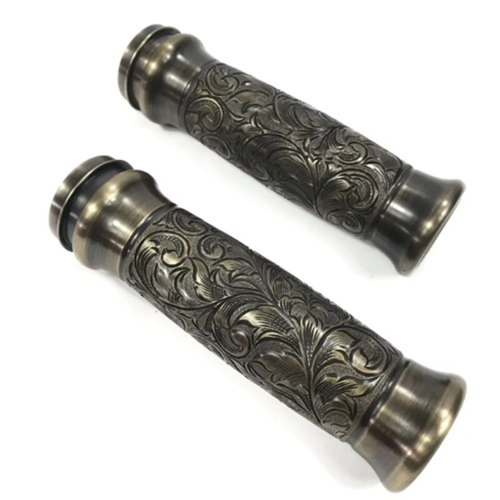 Solid Brass Motorcycle Handle Engraved Custom  Hand Grips For Fat Bob,Street Bob,Low Ride, Brass Parts