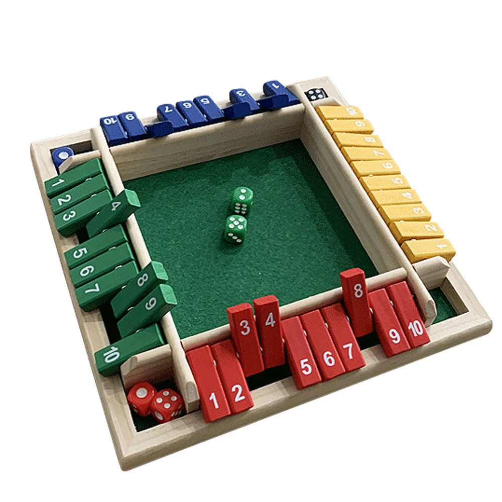 

Набор из 4-сторонних деревянных щитков и кубиков для 4 человек, товары для паба, бара, вечеринок, для бара Вечерние игры для отдыха, математиче...