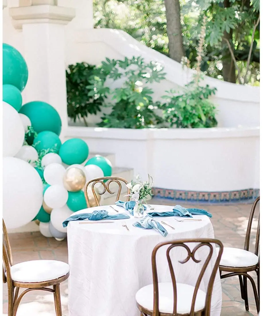 

METABLE 100pcs 12 Inch Aqua Teal Party Balloons Garland Kit White Gold balloons for Baby Shower Birthday Summer Party Decoration