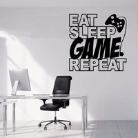 creative design quotes eat sleep game repeat wall sticker vinyl home decor boys teens room playroom decals game c13 57