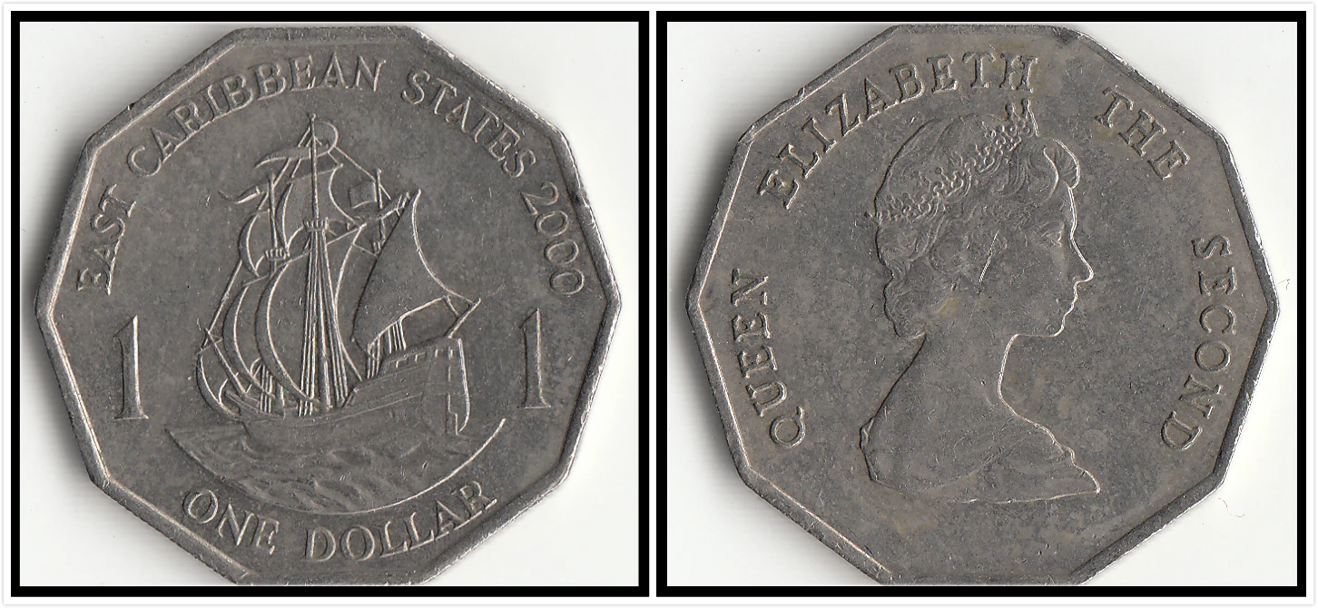 Восточный Карибский 1 доллар карибская Латиноамериканская Коллекция 100% реальных