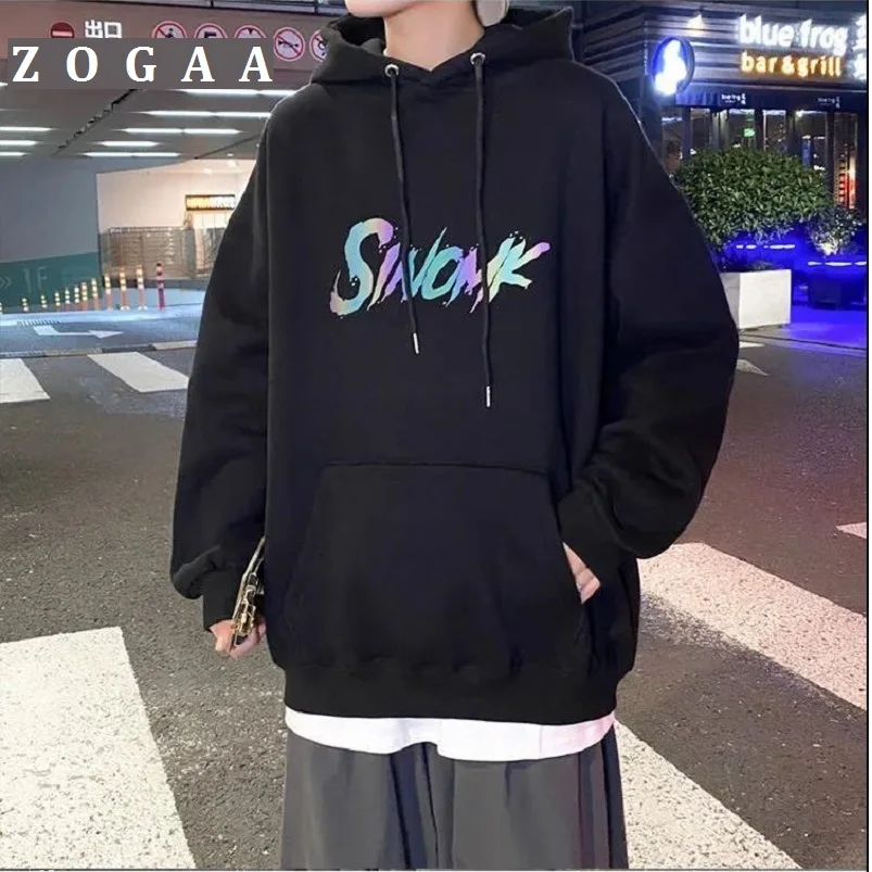

ZOGAA New 2021 Letter Printed Oversized Men Hoodies Korean New Fashion Men's Hooded Sweatshirts Man Streetwear Casual Pullovers