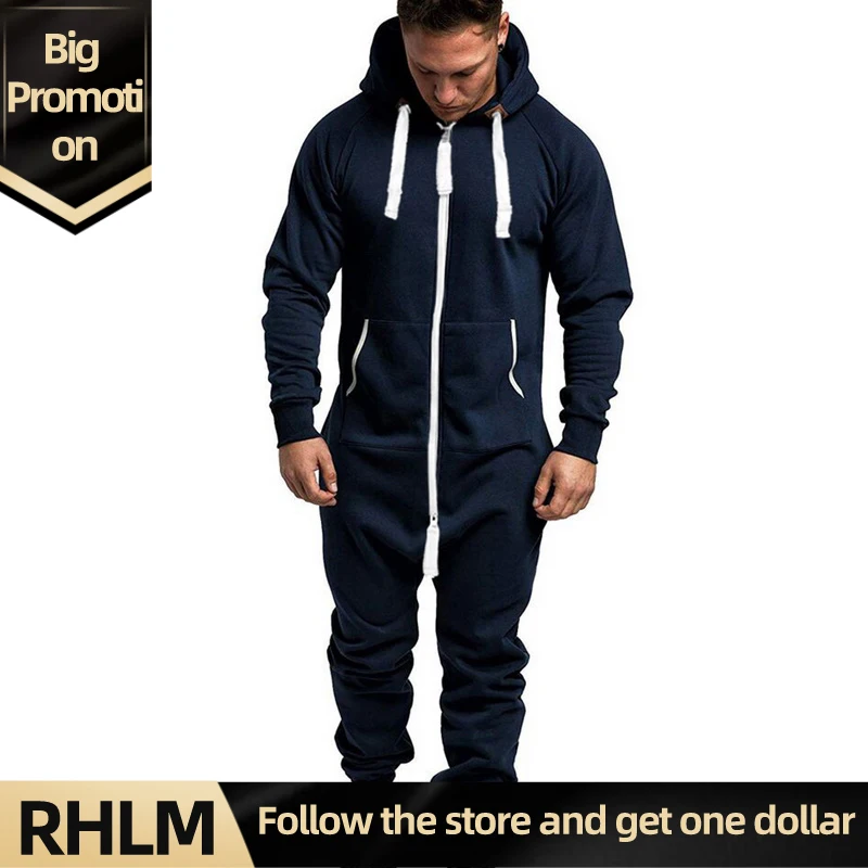 

ã€RHLMã€‘Spring Autumn Fashion Casual Men's Jumpsuit Round Neck Hoodies Overalls Streetwear Long Sleeve Male Clothes Suit Chic men
