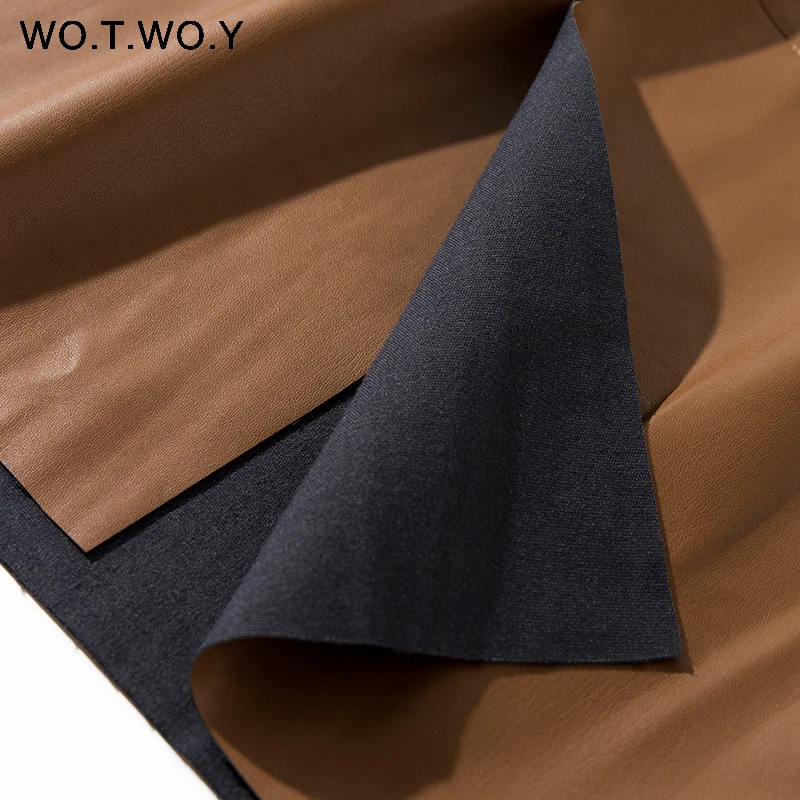 Женская юбка до середины икры WOTWOY Повседневная белая из искусственной кожи