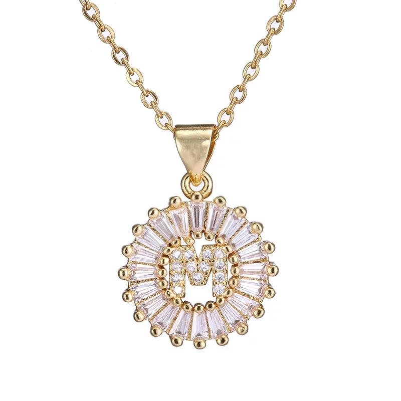 

Hot Sale Women Girls Initial Letter Necklace 26 Letters Charm Gold Name Necklace Pendant Top Quality Copper Zircon Jewelry Gift