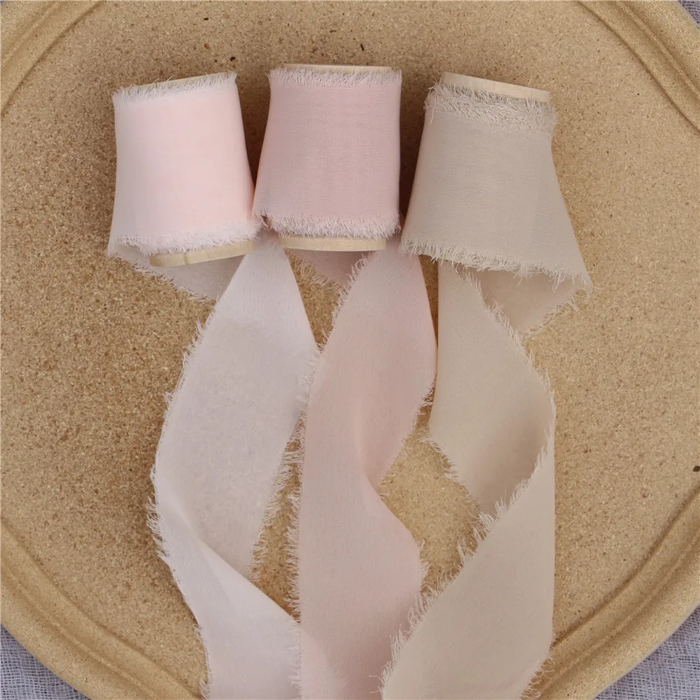 3 шт. изношенная шифоновая шелковая лента с деревянной катушкой 4 см х 5 м | Дом и