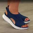 Женские сетчатые босоножки на танкетке, Повседневные Легкие удобные туфли на платформе, без застежки, для улицы, лето