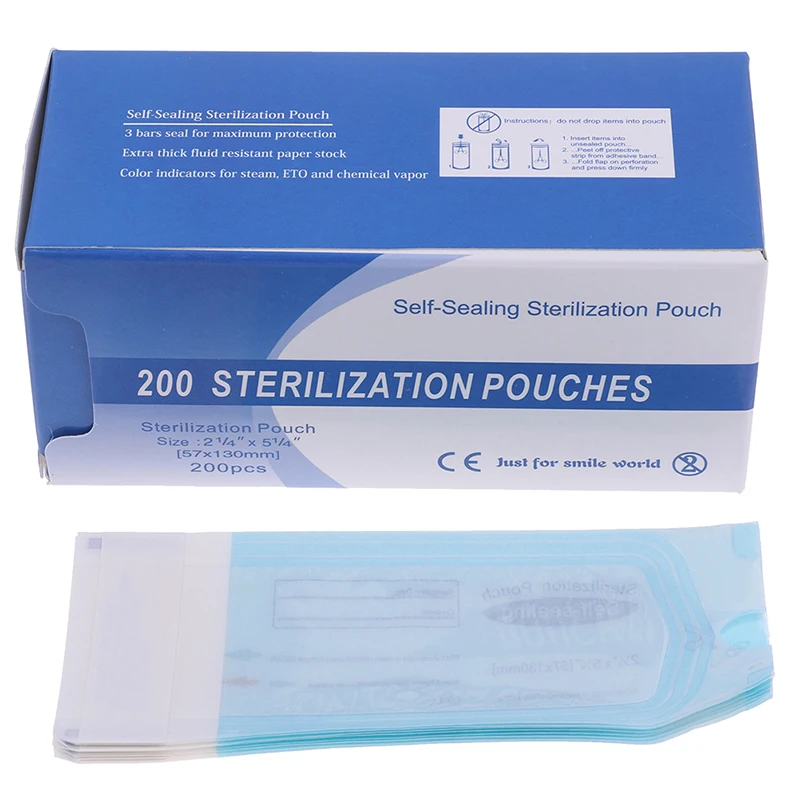 200pcs/lot Self Sealing Sterilization Pouch Medical Grade Paper Disposable Dental Tattoo Tool Storage Bag 3 Sizes | Красота и