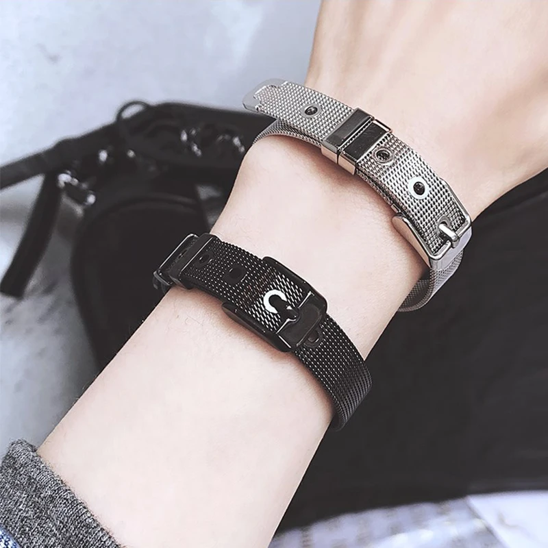 

Fashion Adjustable Stainless Steel Mesh Keeper Bracelet for Women Base Chain Bangles Slide Charms Bracelets Men DIY Jewelry Gift